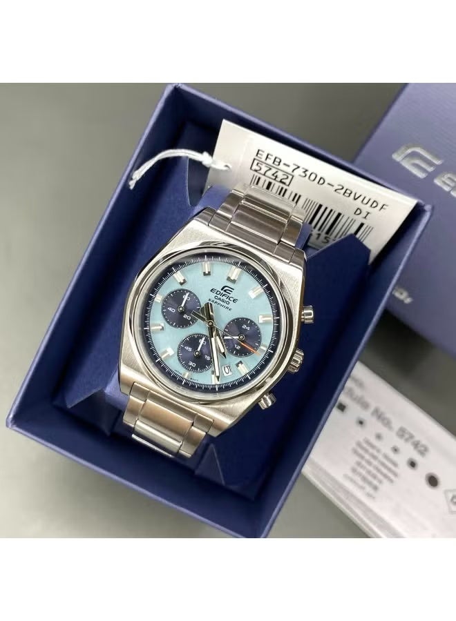 Casio Edifice EFB-730D-2BVUDF Men’s Stainless Steel Chronograph Watch with Light Blue Dial and Sapphire Crystal – 100m Water Resistant - Image 2